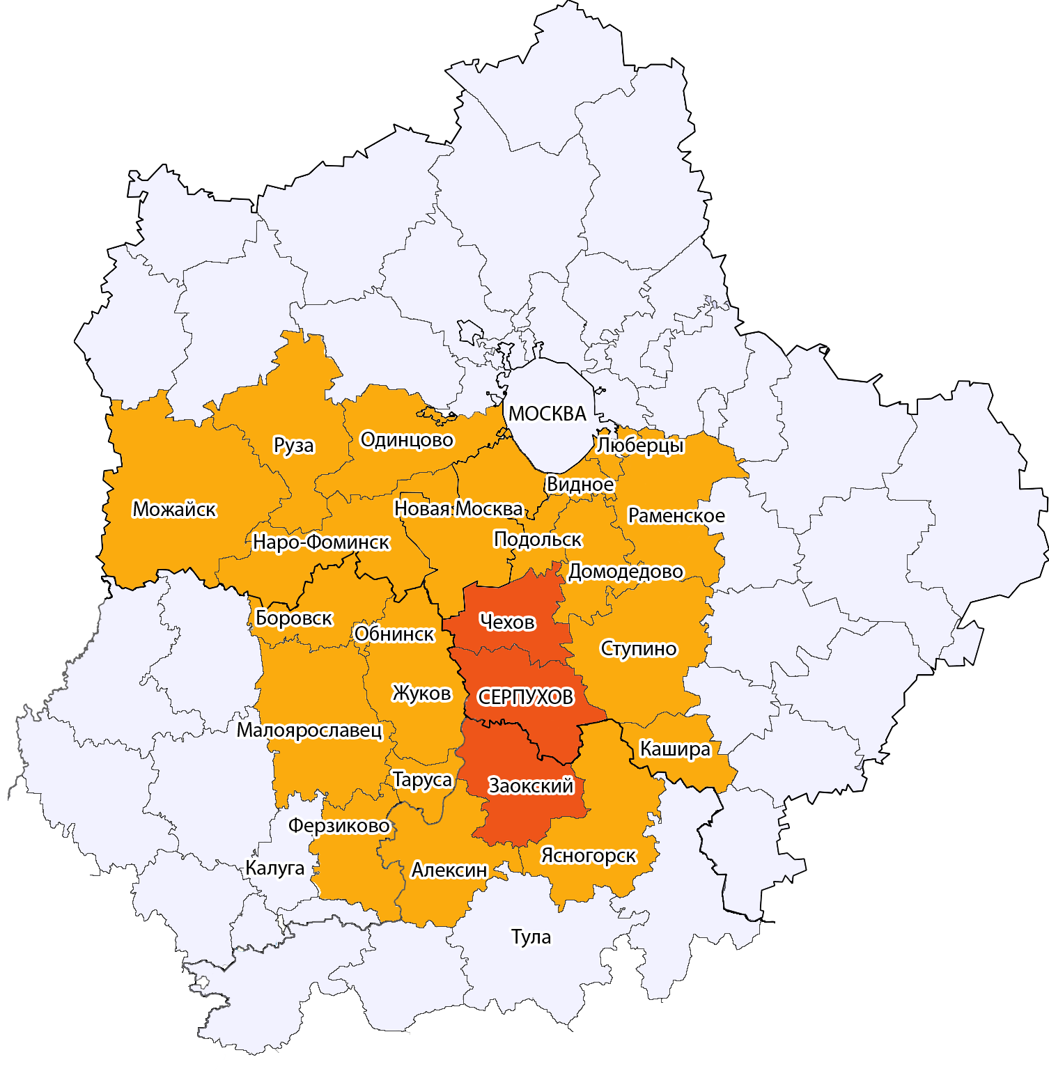 Карта  московской области